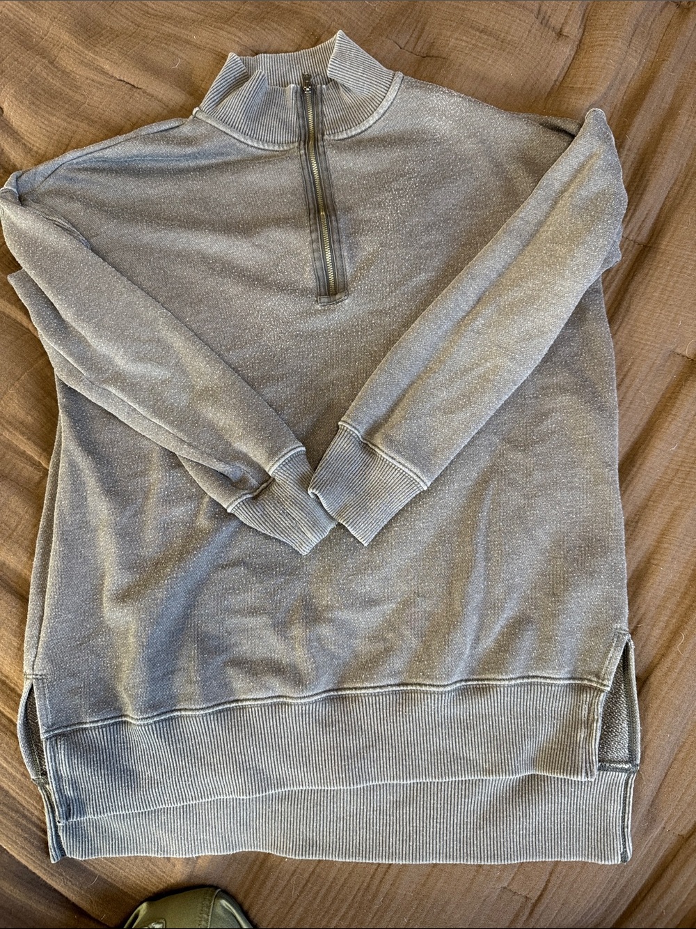 Women’s Half-Zip Oversized Pullover Sweater - Gray